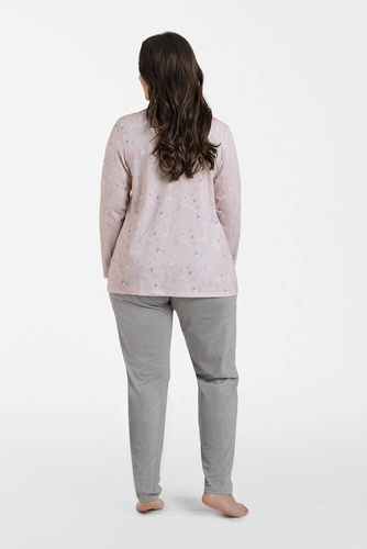Pijama de manga larga y pantalón largo Simona Ladies Italian Fashion - estampado/melange