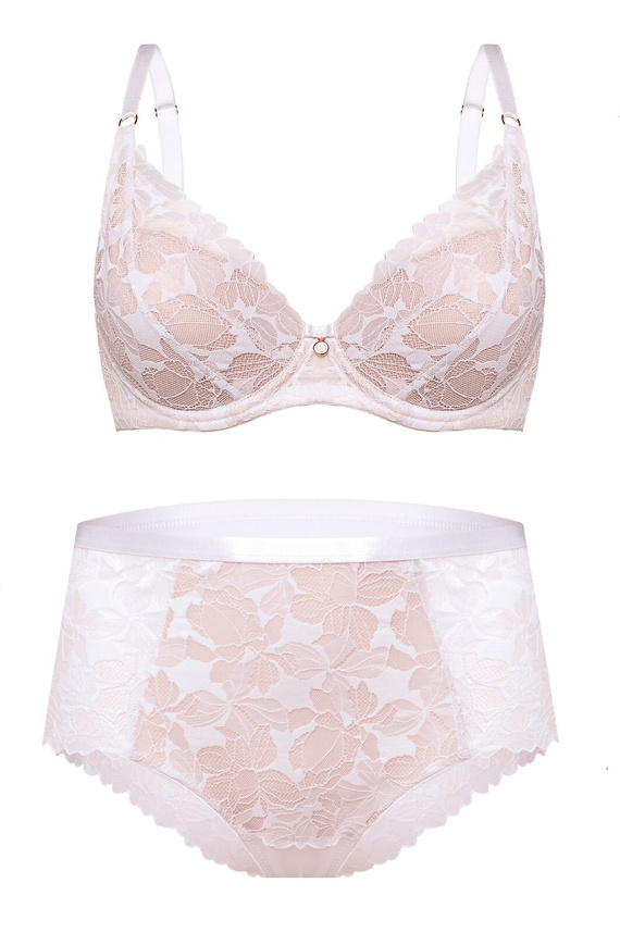 Braga alta Hanna DW56 Nipplex blanca, corte entero, encaje, moldeadora