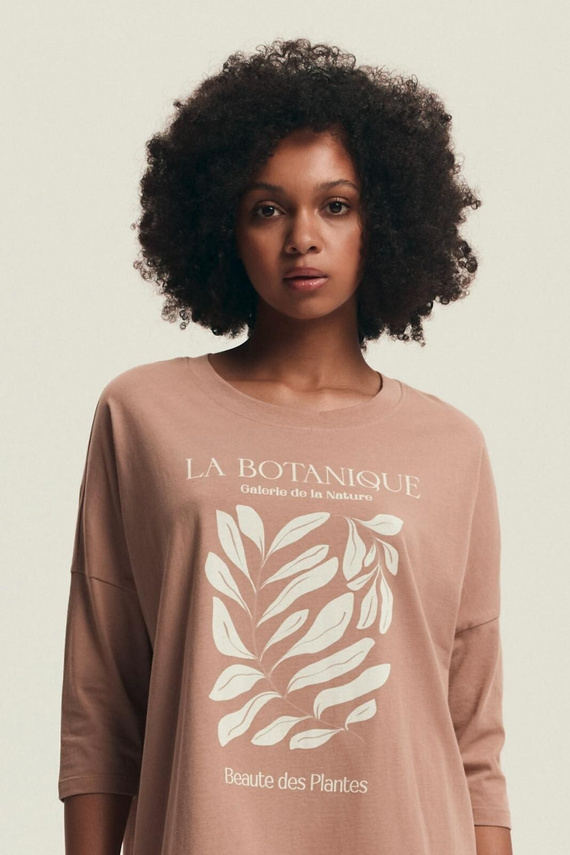 43692 Dextra Camisa Henderson Mujer de algodón melocotón, manga 3/4, estampada