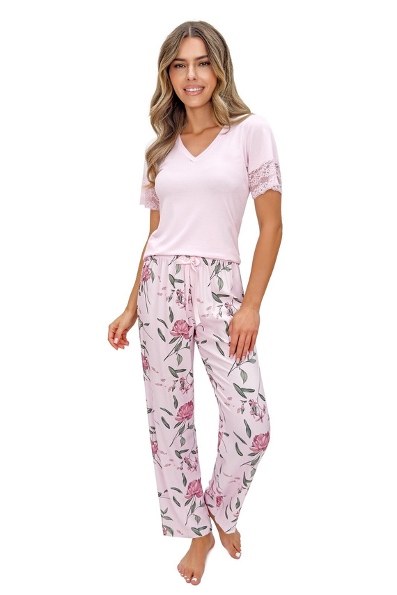 Pijama mujer Donna Gabriela Long viscosa encaje escote V cómodo