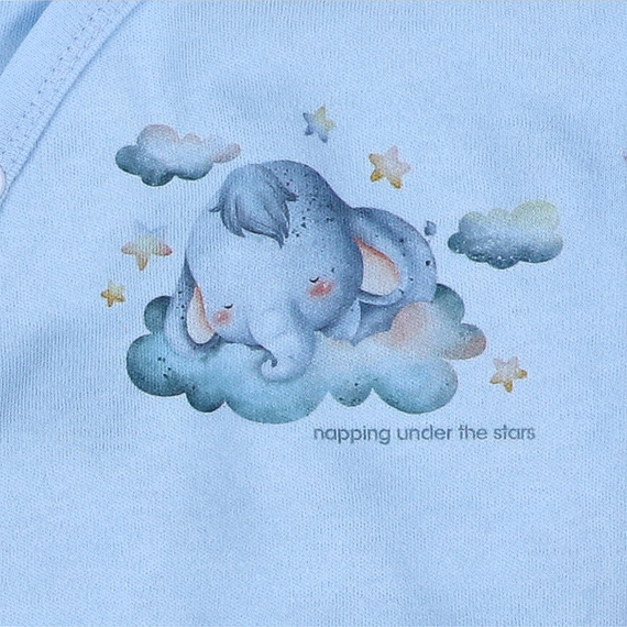 ABN-5603 Nini Little Dreamers body envolvente de algodón orgánico para bebés azul - cierres sin níquel, 100% de seguridad