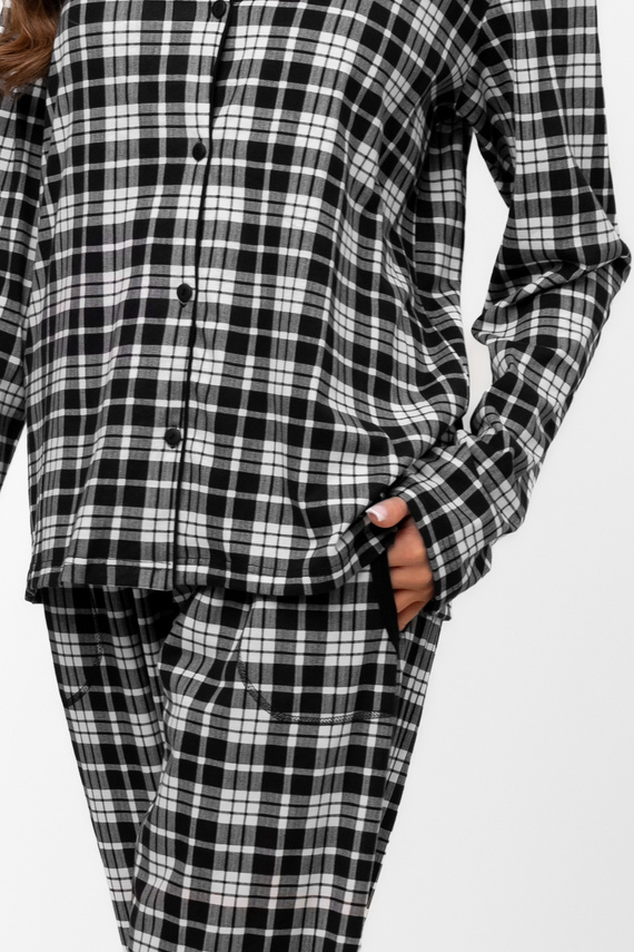 Pijama de señora Klara - 100% algodón, manga larga y pantalón Moda Italiana