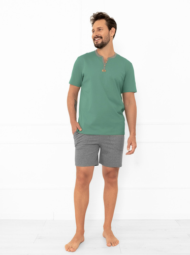 Julius Italian Fashion pijama de hombre sage - corto, algodón, elegante