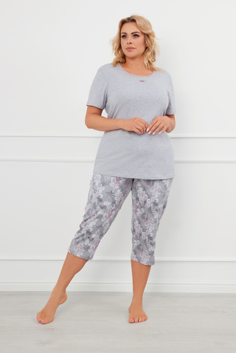 Pijama Ibena Mujer manga corta, pantalón 3/4 Moda Italiana - melange/print