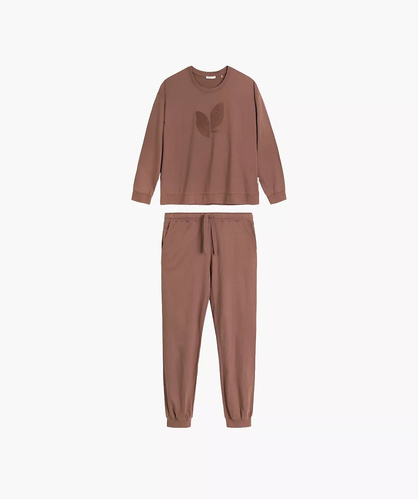 Atlantic NLP-517 Pijama larga de mujer 100% algodón con puños marrón