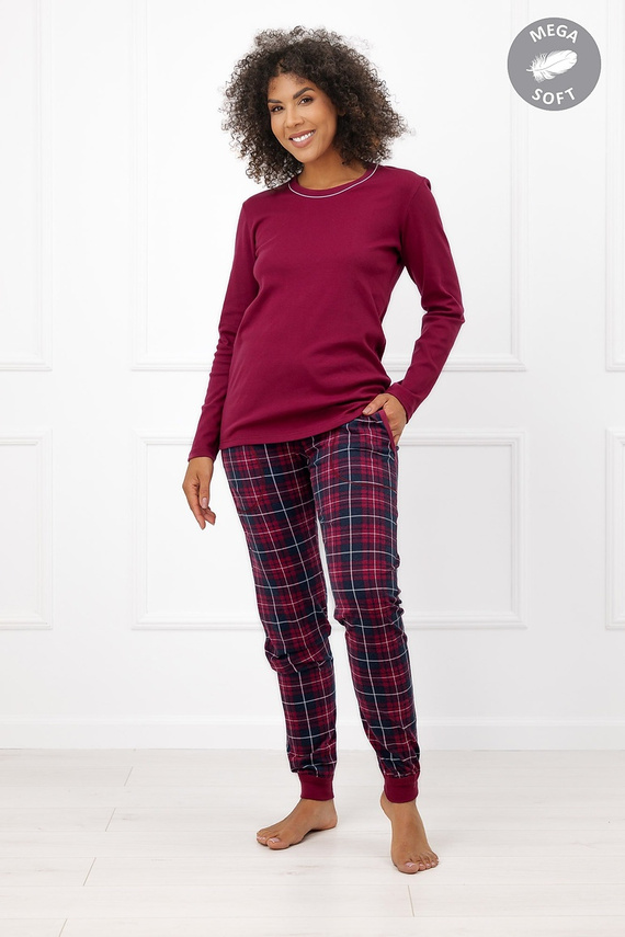 Italian Fashion Brenda pijama larga para mujer Mega Soft a cuadros con bolsillos