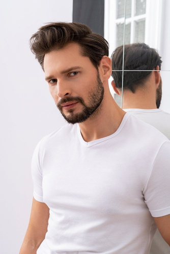 Ikar Camiseta hombre, cuello capucha Moda Italiana - blanco