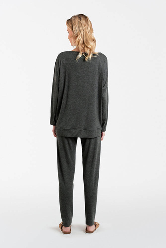 Akord Conjunto señora manga larga, pantalón largo Moda Italiana - melange oscuro