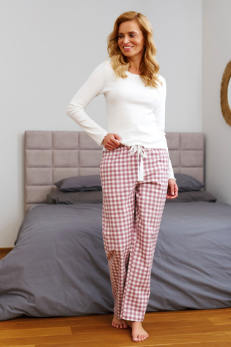 Doctor Nap 7302 - Pijama de mujer con mangas largas y pantalón a cuadros