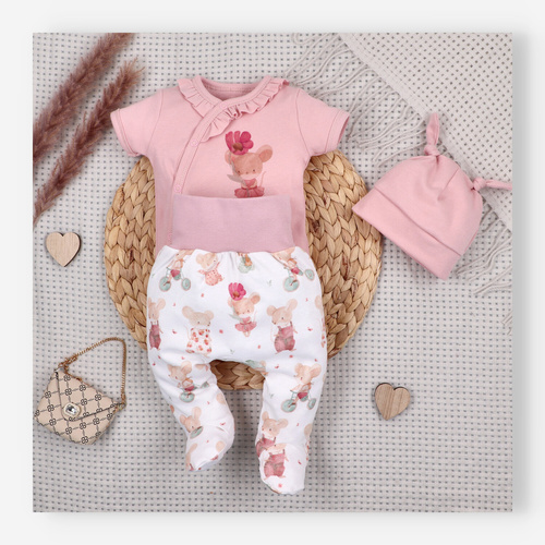 Body bebé Nini Little Mouse algodón orgánico cruzado manga corta piel sensible