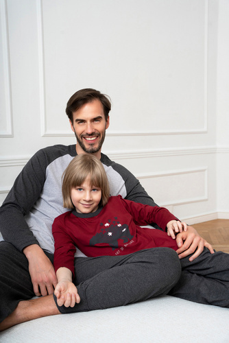 Morten Pijama de niño Moda Italiana burdeos/c.melange