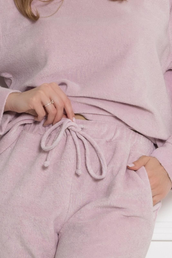 Pijama de mujer 1818 Ewelina Leveza Homewear de froté de algodón color rosa polvo