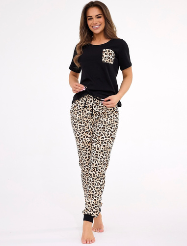 730/440 Pijama de mujer Panther negro Cornette - elegante, cómodo, marca polaca