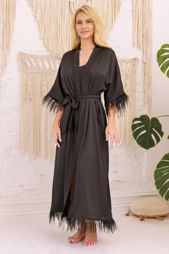 Diva Podomka Kalimo - satén con plumas, elegante y sensual, negro