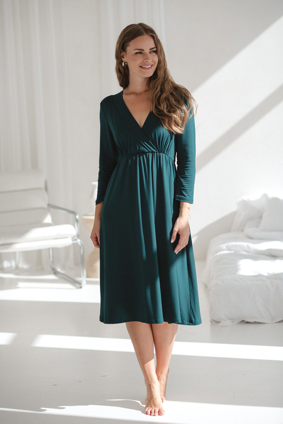 Star Light Camisón de bambú para embarazo y lactancia 7/8 Milk&Love biberón verde - transpirable, para hospital, lactancia cómoda