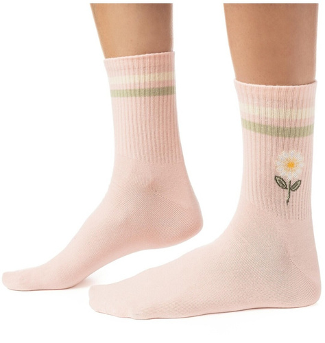 Calcetines de mujer Steven art.099 de algodón con diseños coloridos, costura plana - 114 rosa