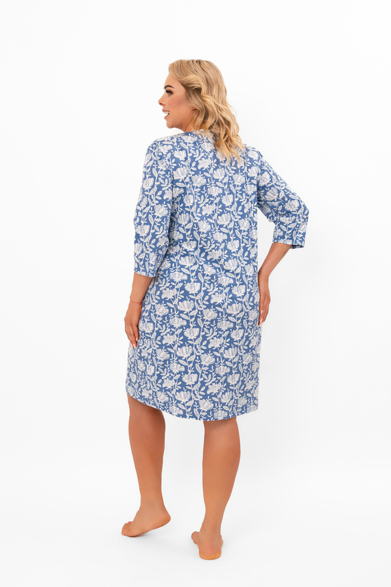 Camisón de señora Bisali - algodón, manga ¾, estampado floral Moda Italiana