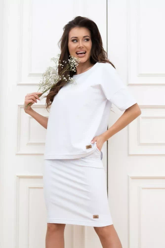 Alta Blusa manga corta Italian Fashion - blanco