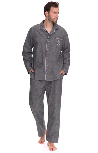 2533 Zeus L&L pijama de hombre - algodón, melange, con cuello y botones