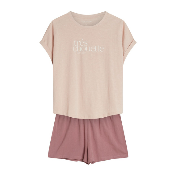 Pijama mujer 44487 melocotón Emela Henderson - Algodón, manga corta, short, cintura ajustable