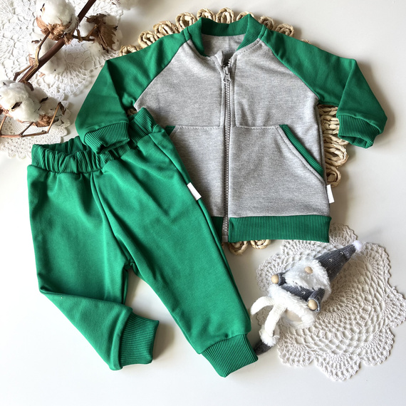 Mamatti Conjunto DR06 Merry Christmas - Verde-Gris, Niño, Algodón