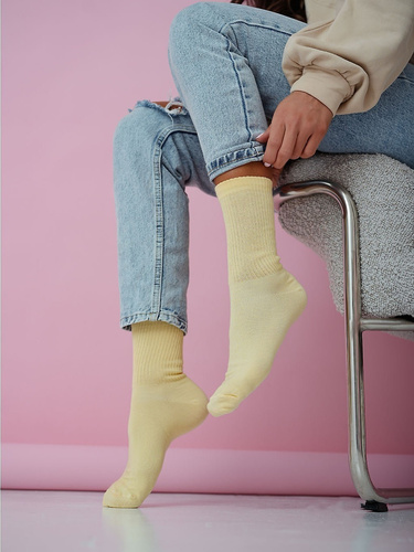 Calcetines mujer algodón Milena 1313-002 – canalé cómodos diario yellow