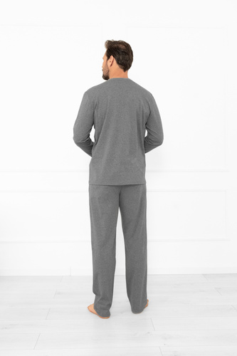 Pijama de hombre Gordo - algodón clásico, polo y pantalón con bolsillos Moda Italiana - melange