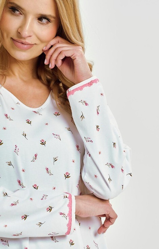 3433 Elodie Camisón de mujer Taro blanco - algodón con flores