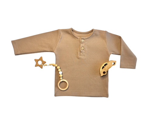 Blusa polo de manga larga para niño marrón BL14951 - elegante y cómoda