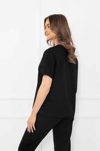 Klara - blusa de manga corta para mujer | Italian Fashion negro