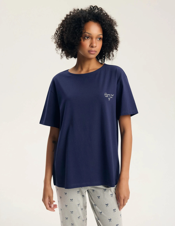 Henderson Gaela 45431 Pijama de mujer 100% algodón 3/4 azul acero