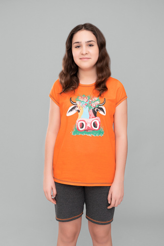 Pijama de niña Blonde Italian Fashion - naranja/melange oscuro