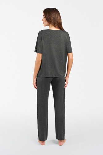 Akord Conjunto mujer manga corta, pantalón largo Moda Italiana - melange oscuro