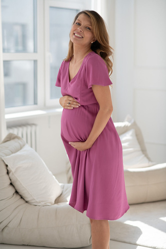 Vestido premamá y lactancia Lovely Dress Midi 100% viscosa rose Milk&Love