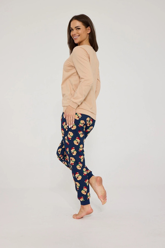 Cornette Gift Time 671/479 Pijama de Mujer Navideña Beige 100% Algodón