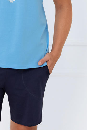 Puerto Pijama de manga corta para hombre, pantalones cortos Moda Italiana - azul