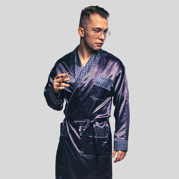 940 Albornoz de satén para hombre Forex - azul marino