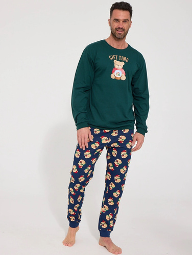 Cornette Gift Time 115/321 Pijama masculina navideña verde 100% algodón