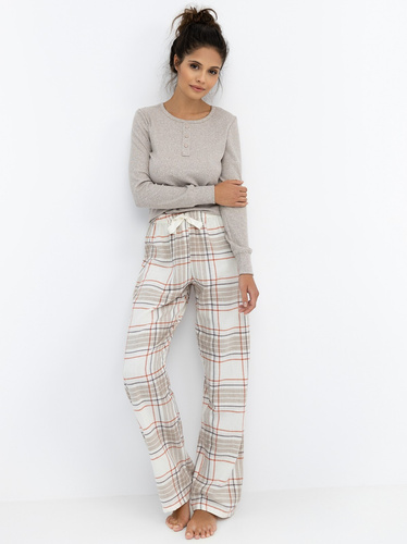 Pijama de mujer Angelina Sensis - blusa melange y pantalón de franela a cuadros