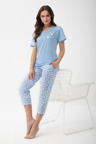 1301 Luna Pijama mujer algodón 3/4 floral suave cómoda 100% algodón