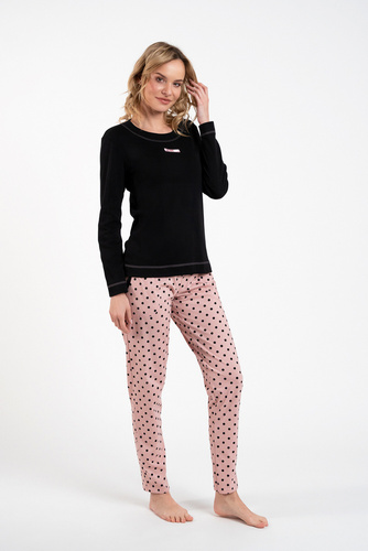 Bonilla Pijama Mujer manga larga, pantalón largo Moda Italiana negro/estampado