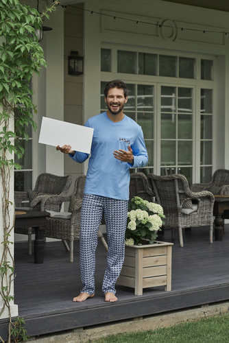 Jaromir Hombres de manga larga, pantalón largo Moda Italiana - azul/print