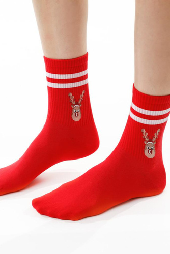 ARTE.136 Calcetines de Navidad para mujer Steven rojo 118 - algodón, cálido, patrón de invierno