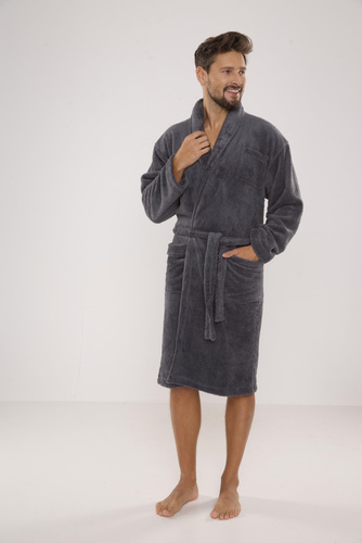 811 Albornoz de felpa para hombre De Lafense - gris