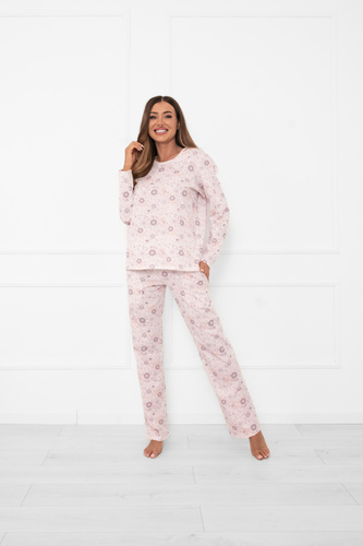 Pijama de mujer Satui - algodón, manga larga y pantalón, estampado floral Moda Italiana