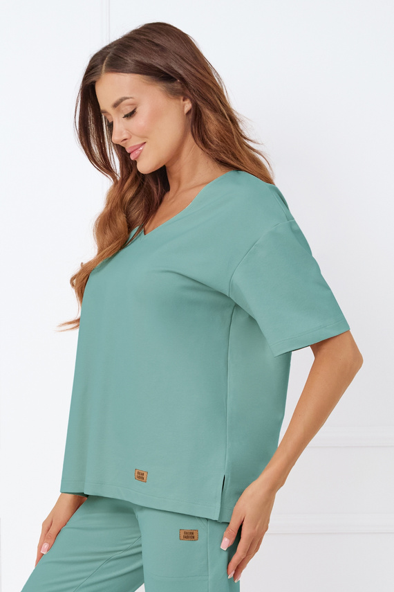 Caro Blusa manga corta Moda Italiana - salvia