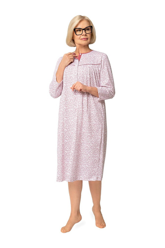Bogna II 204 Camisón Martel 41 burdeos de algodón, camisón de manga larga con botones, ideal para regalo para la abuela