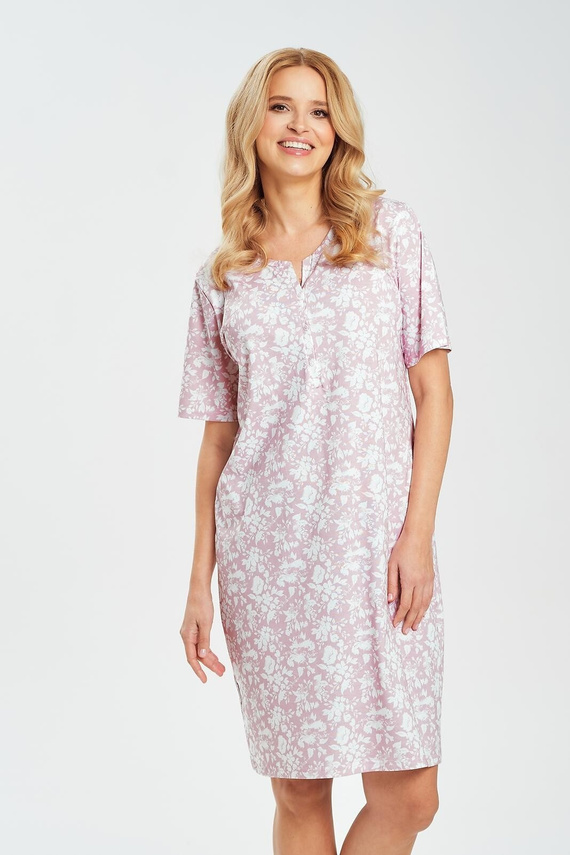 Camisón Adria 3541 Taro – rosa, algodón, estampado floral
