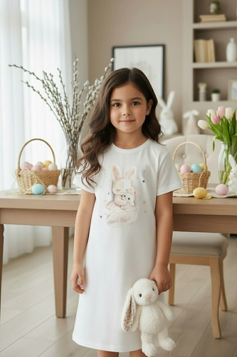 Camisón niña Cornette 494/124 ecru algodón manga corta