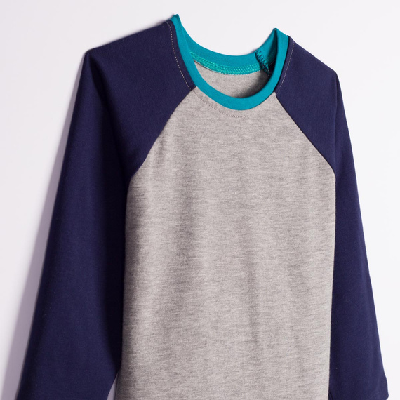228141 Nicol FARMA Camiseta raglán para niño azul marino jaspeada algodón